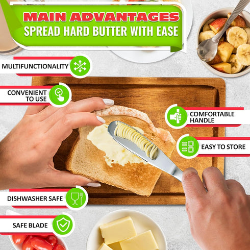 2 Pcs Butter Knife Spreader Long, Stainless Steel Butter Knife for Cold Butter Kitchen Accessories