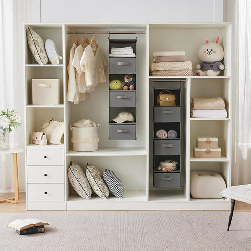 6 Closet Closet 2 (Grey-D3) MAX Houser Tier Shelf Hanging Organizer, Hanging Shelf with Sturdy Hooks for Storage