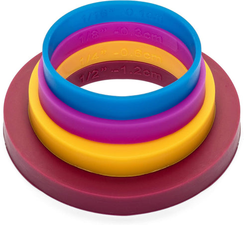GreenOlive Rolling Pin Guide Ring Spacer Bands, 8 Piece Set, Multicolored Silicone Baking Accessories