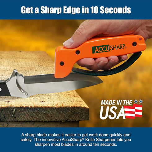 AccuSharp Knife Sharpener, Ergonomic Handle, Compact & Easy to Use, Blaze Orange