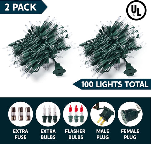 Indoor,200(2x100) Light,42.8 Joiedomi Clear Christmas String Lights Mini White Fairy FT Lighting Decor for Patio Dorm