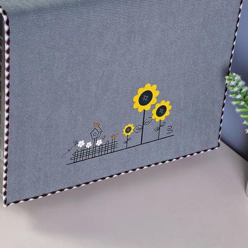 Grey Microwave Oven Cover - Dust and Oil Proof Cotton Linen Waterproof Fabric Cloth, Decorative Kitchen Appliance Cover