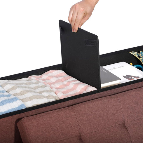 43Inches 660 lbs, ZenStyle Storage Ottoman Bench, Folding Footrest Padded Seat, Storage Chest Long Shoes Bench