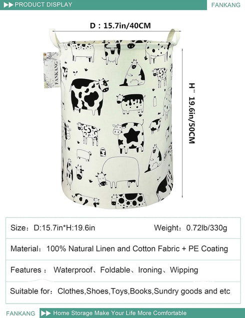 FANKANG Storage Basket, Foldable Nursery Hamper, Waterproof PE Coating, Large Storage Baskets for Kids, Office, Toys