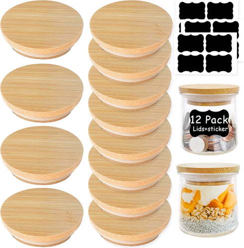 Oui Yogurt Jar Lids - 12 pack Oui Lids - Natural Bamboo
