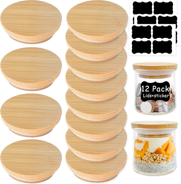 Oui Yogurt Jar Lids - 12 pack Oui Lids - Natural Bamboo