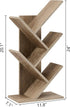 Hoctieon 4 Tier Tree Bookshelf, Modern Free Standing Bookcase, Utility Organizer Shelves for Home Office, Greige