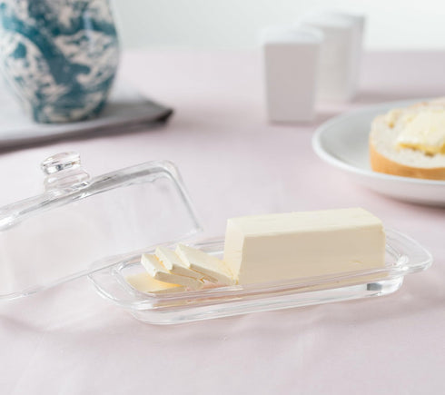 Royalty Art Glass Butter Dish with Lid, Single Stick Container with Handle Cover, Rustic Farmhouse Kitchen Accessory
