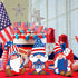 3 Pieces American Gnome Wooden Signs, Patriotic Table Decorations for Independence Day, Memorial Day, Veteran Day Party