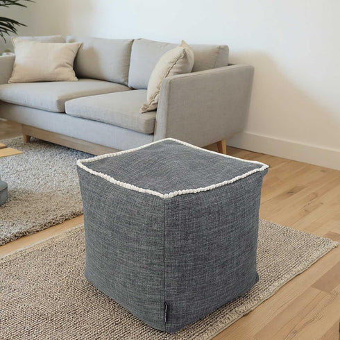18 18 Inch Louis Donn x Unstuffed Storage Pouf Ottoman Cover, Square Cotton Linen Footstool Cover, DIY Bean Bag