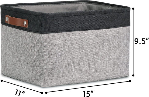 DULLEMELO Fabric Storage Basket for Organizing Clothes, Toys, Towels, Laundry, Nursery - Black & Gray