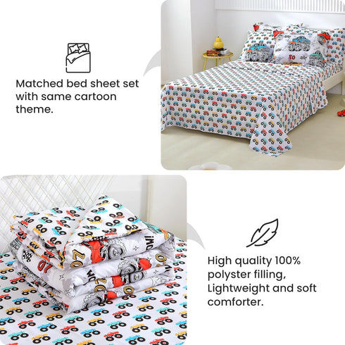 Sets 6 Set Set Mooreeke Twin Size Comforter for Boys Kids, Pieces Bed in a Bag Monster Truck Bedding Comforter Sheet
