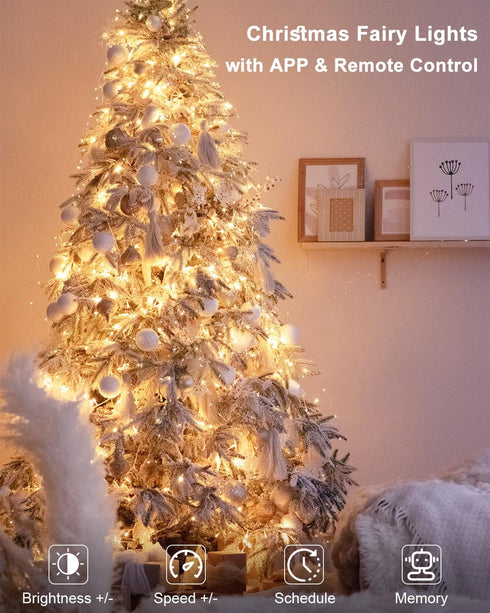33Ft 100 Smart Fairy Lights LED Twinkle String Lights with Remote & APP Control, Color Changing USB Fairy Lights Music