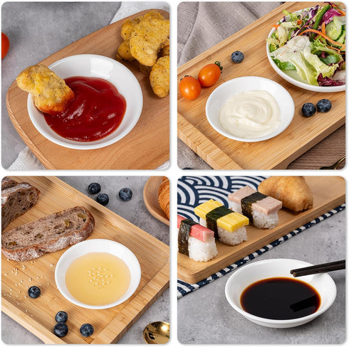 6 Pack Ceramic Dip Bowls, 3 OZ White Soy Sauce Dishes for Serving Tomato Sauce, Soy, BBQ Party Supplies