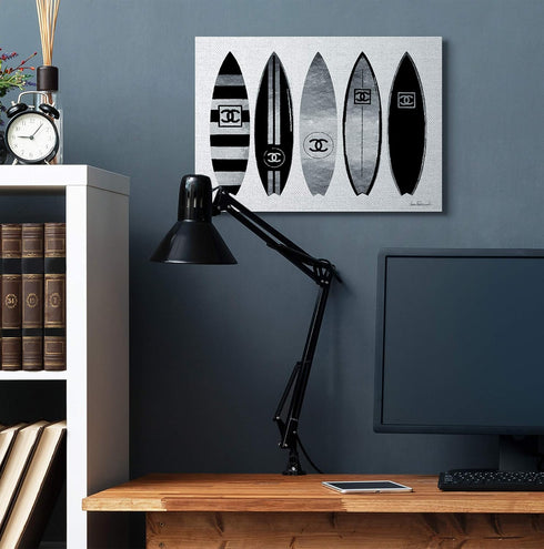 Stupell Industries Fashion Designer Surf Boards, Black Silver Watercolor Canvas Wall Art, Designed by Amanda Greenwood,