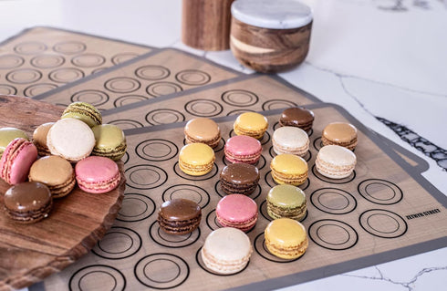 Macaron Baking Mats - Pack of 4, Half Sheet Size, Silicone Baking Sheets for Perfect Macarons & Cookies, Heat Resistant