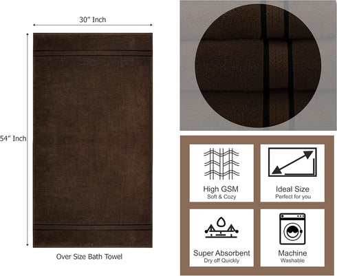 4 Pack 30x54 100% 580 COTTON CRAFT Ultra Soft Bath Towels - Extra Large Bath Towels - Oversized - Absorbent Everyday