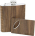 Real Wood 6 oz. Hip Flask with Matching Credit Card Bottle Opener - Black Walnut