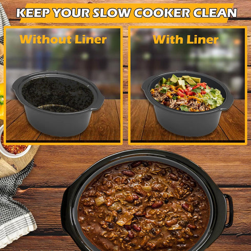 4QT Oval Silicone Slow Cooker Liner, Compatible with Crock Pot & Hamilton Beach, Reusable and Dishwasher Safe