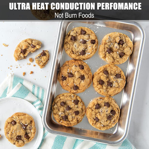 Baking Sheet Set of 2, Umite Chef Stainless Steel Cookie Pans, 9 inch, Non Toxic, Easy Clean, Dishwasher Safe