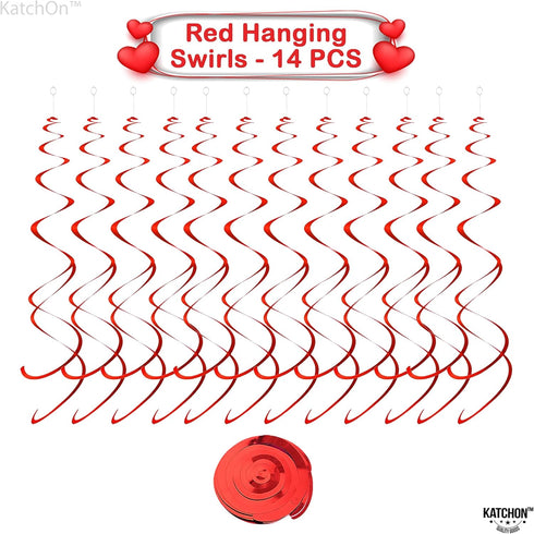 KatchOn Red Hearts Valentines Hanging Decorations - Pack of 30, No DIY, Indoor Hanging Hearts Decor