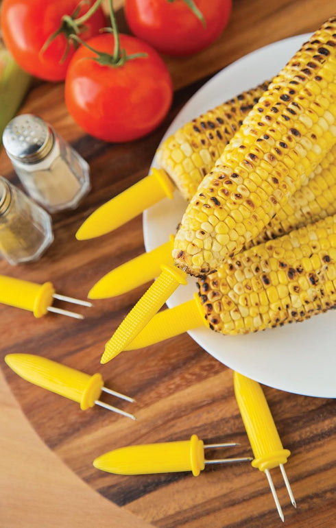 Fox Run 5398 Jumbo Corn Holders, Set of 8, Stainless Steel and Plastic