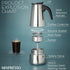 Mixpresso 6 Cup Greca Stovetop Espresso Pot, 300ml/10oz Moka Pot, Stainless Steel Coffee Maker for Camping or Home Use