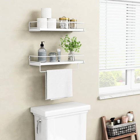Set 2, Forbena Bathroom Shelves for Wall of White Nursery Floating Book Shelves for Kids Room, Small Wall Mount