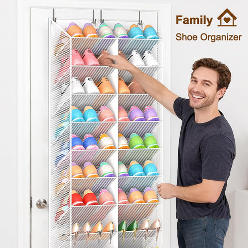 30 Closet, 10-Tier UVIAHOMI Pairs Over the Door Shoe Organizer, Breathable Mesh Pocket Hanging Shoe Storage for Door