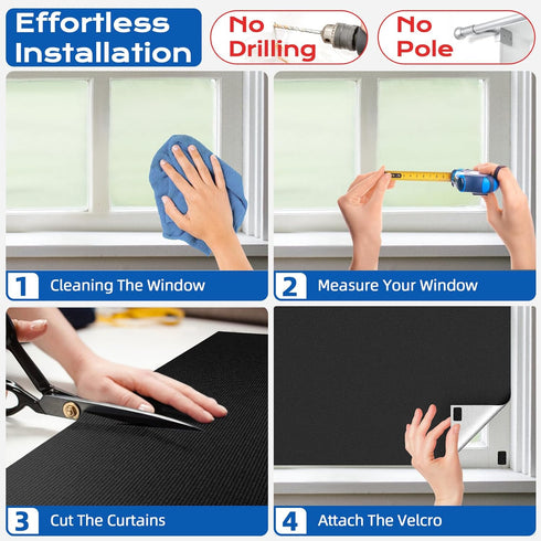 Blackout Curtains for Bedroom, 39" x 58" Portable Blinds with 20 Sets Hooks & Loops for 100% Blackout