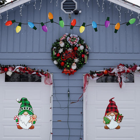Christmas Reflective Car Magnets, 20PCS Magnet Stickers Set with Gnomes and Colorful Bulb Lights