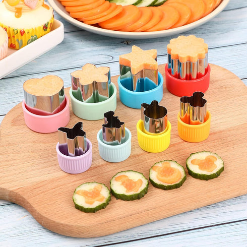 Elfkitwang Sandwich Cookie Cutters Set, Dinosaur, Heart, Star, Mouse, Sandwich Knife, Food Grade Cookie Mould (12 Pcs)