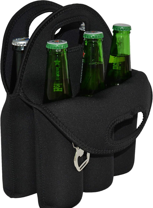 6 Pack 12 oz CHILDHOOD Insulated Neoprene Beer Bottles Carrier Tote Can Cooler Holder