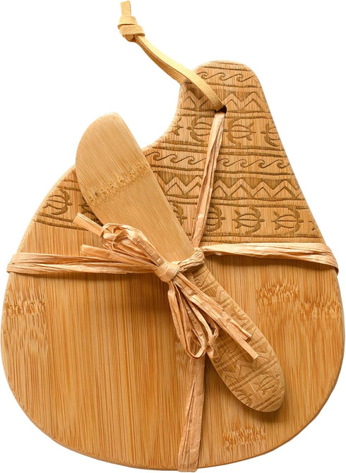 Totally Bamboo Tonga Serving Board and Spreader Set, 7-1/2" x 8-1/2"