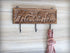 Ajuny Wooden Cloth Hook Coat Rack Wall Mount, Heavy Duty 3 Hooks with Carving for Hanging Hats, Clothes, Robes, Towels