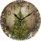 Wamika Christmas Tree Wall Clock, Silent Non Ticking Round Decorative Clock, 10 Inch Battery Operated