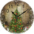 Wamika Christmas Tree Wall Clock, Silent Non Ticking Round Decorative Clock, 10 Inch Battery Operated