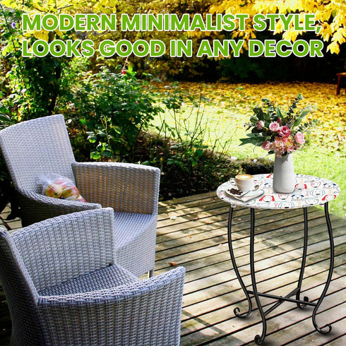 Taofwter 14" Side Tables for Patio, Indoor Outdoor Metal Side Table for Poolside Bistro Balcony Yard Porch Bedside