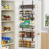 Moforoco 6-Tier Over The Door Pantry Organizer, Black Hanging Basket Cabinet Door Wall Spice Rack Shelves