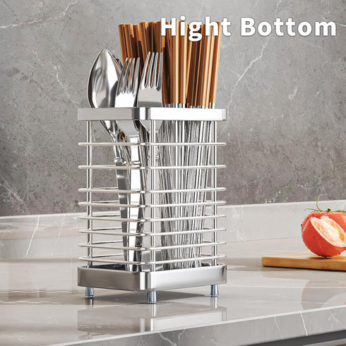 Kitchen Utensil Drying Rack - 304 Stainless Steel Drainer Basket for Flatware Storage on Kitchen Counter