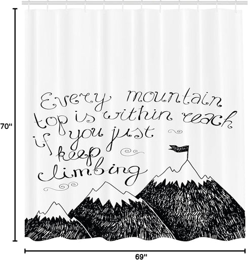 Ambesonne Wording Shower Curtain, Sketchy Mountains Hand Writing Style Letters, Cloth Fabric Bathroom Decor Set with