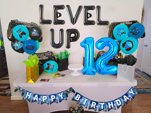 28 PCS Video Game Level UP Birthday Decorations, Gamer Party Supplies for Twelve-Year-Old Birthday Party