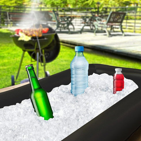Ice Buffet Serving Tray Drink Cooler with Drain Plug, Inflatable Ice Serving Buffet Bar for Parties Food 52 x 24 x 5''