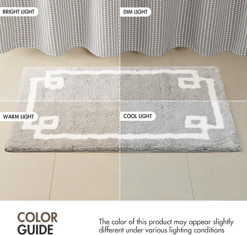 Madison Park Evan 100% Cotton Bathroom Rug, Non-Slip Backing, Luxurious Tufted Plush Bath Mat, 24x72, Grey