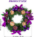 MCEAST 12 Inch Christmas Centerpiece Wreath Candle Holder with Purple Ribbon, Bowknots, Pine Cones for Home Decoration