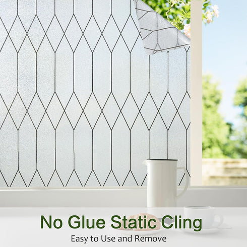 Windimiley Window Privacy Film, Stained Glass Frosted Clings, Moroccan Lattice Decorative Coverings, UV Sun Blocking,