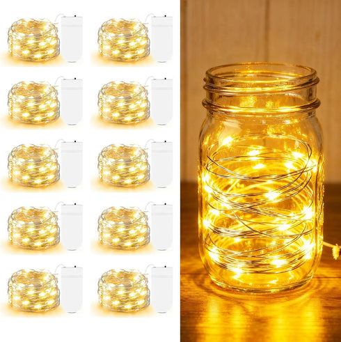 AOZOPE 10 Pack Fairy Lights Battery Operated - 7ft 20 LED Twinkle Lights