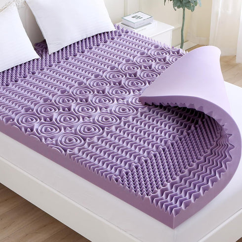 MUXHOMO 2 Inch Twin Size Mattress Topper, 7-Zone Cooling Gel Infused Egg Crate Foam, CertiPUR-US Certified (38"×75",