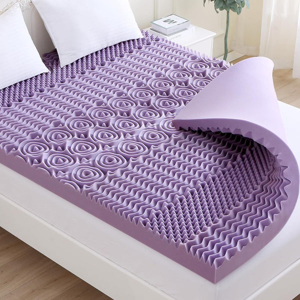 MUXHOMO 2 Inch Twin Size Mattress Topper, 7-Zone Cooling Gel Infused Egg Crate Foam, CertiPUR-US Certified (38"×75",