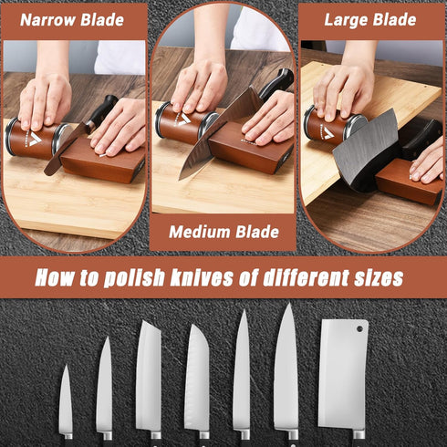 Rolling Knife Sharpener Tool, Gusneck Professional Knife Sharpener for Kitchen Knives, Magnetic Angles Support